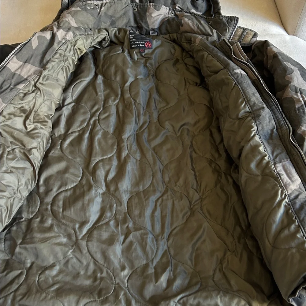 3rd & Army Camo‎ Hoodie Parka Quilted Lined Zip Up Winter Jacket Men’s Size L